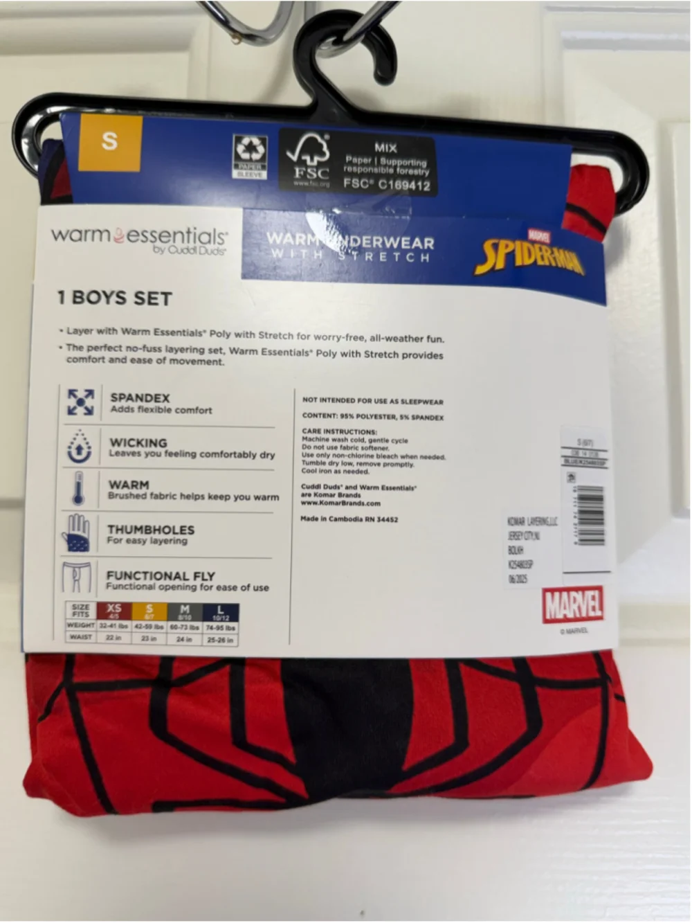 Boys’ Spider-Man Thermal Underwear 2-Piece Sets – Bundle of 2 – Blue – Size Smal